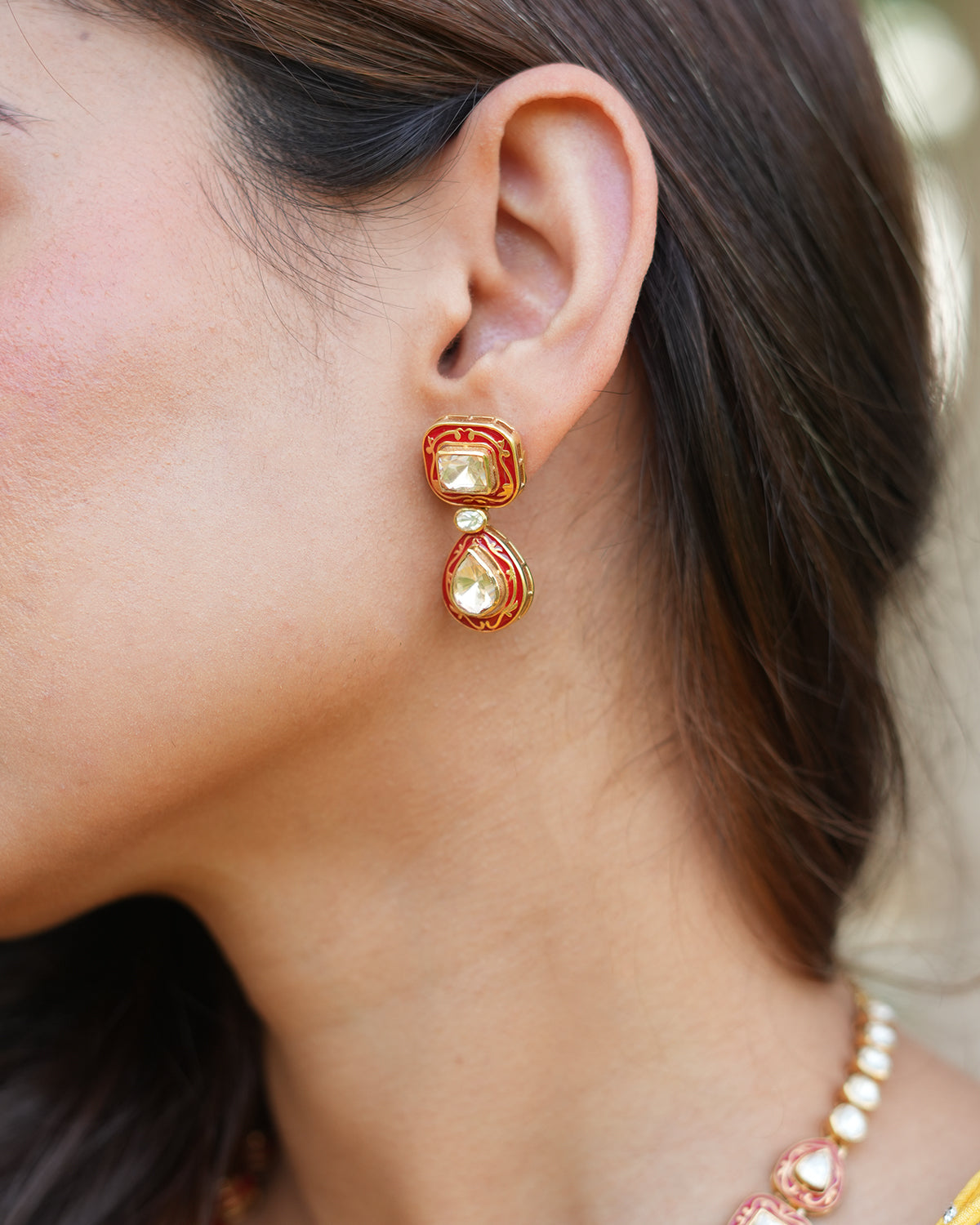 Polki enamel Silver Necklace